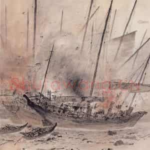 1940年 关山月《三灶岛外所见》国画山水作品图片鉴赏