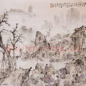 1940年 关山月《中山难民》国画山水作品图片鉴赏