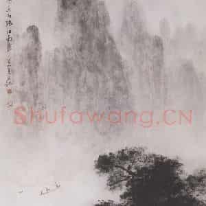 1968年 关山月《漓江烟雨》国画山水作品图片鉴赏