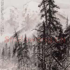 1962年 关山月《古木逢春》国画山水作品图片鉴赏