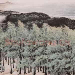 1973年 关山月《绿色长城》国画山水作品图片鉴赏