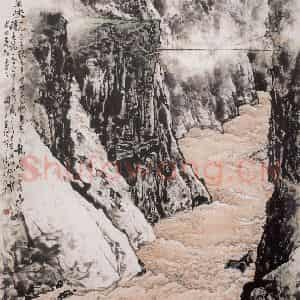 1979年 关山月《龙羊峡》国画山水作品图片鉴赏