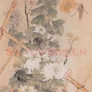 1900年 高剑父《花卉四条》国画花鸟作品图片鉴赏