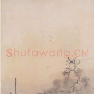 1928年 高剑父《寒烟孤城图》国画山水作品图片鉴赏