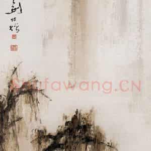 1929年 高剑父《秋江独钓图》国画山水作品图片鉴赏
