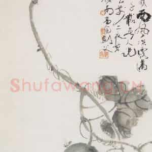 1948年 高剑父《葫芦虫雀》国画花鸟作品图片鉴赏
