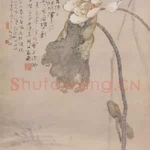1915年 高剑父《菡萏蜞儿图》国画花鸟作品图片鉴赏