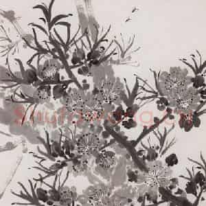 陈树人《春桃烂漫》国画花鸟作品图片鉴赏