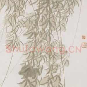 陈树人《夏柳鸣蝉》国画花鸟作品图片鉴赏