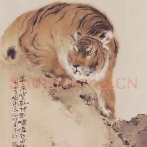 1915年 高奇峰《猛虎图》国画花鸟作品图片鉴赏