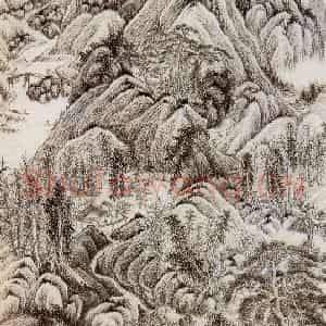 清代 吴历《仿吴镇山水轴》国画山水作品图片鉴赏