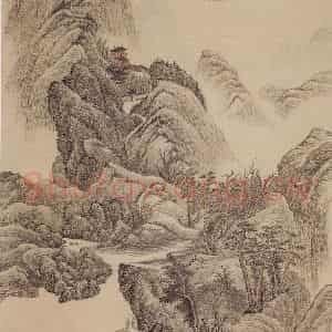 清代 吴历《为唐半园作山水轴》国画山水作品图片鉴赏