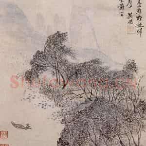 清代 吴历《柳溪野艇图页》国画山水作品图片鉴赏