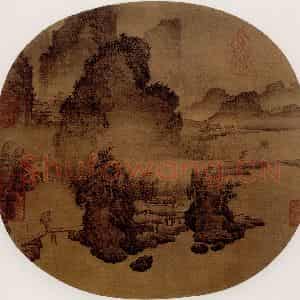 宋代 夫名《溪山风雨图》国画山水作品图片鉴赏