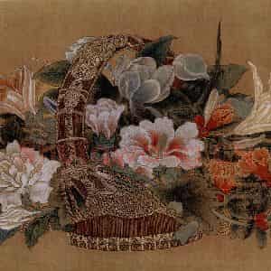 宋代 李嵩《花篮图》国画花鸟作品图片鉴赏
