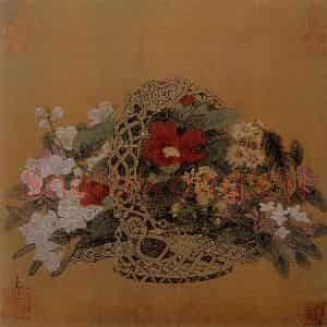 宋代 李嵩《花篮图》国画花鸟作品图片鉴赏