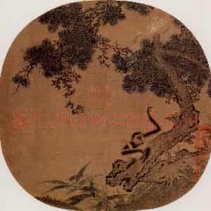 宋代 夫名《猿鹭图》国画花鸟作品图片鉴赏