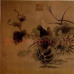 宋代 夫名《螽斯绵瓞图》国画花鸟作品图片鉴赏