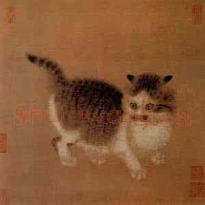 宋代 夫名《狸奴图》国画花鸟作品图片鉴赏