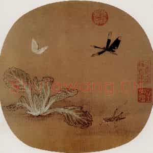 宋代 夫名《野蔬草虫图》国画花鸟作品图片鉴赏