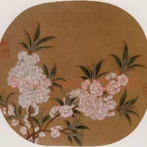 宋代 夫名《碧桃图》国画花鸟作品图片鉴赏