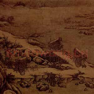 宋代 夫名《雪溪行旅图》国画山水作品图片鉴赏