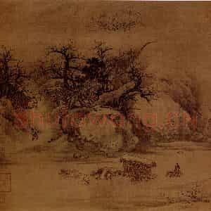 宋代 朱锐《山行旅图》国画山水作品图片鉴赏