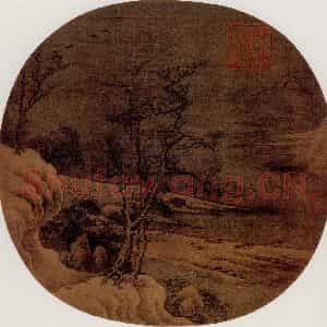 宋代 夫名《寒汀宿雁图》国画山水作品图片鉴赏