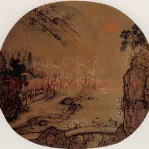 宋代 夫名《花坞醉归图》国画山水作品图片鉴赏