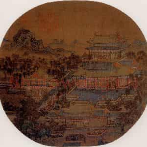宋代 夫名《悬圃春深图》国画山水作品图片鉴赏