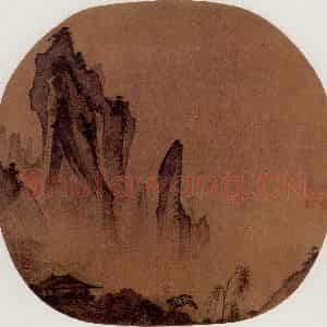 宋代 夫名《山腰楼观图》国画山水作品图片鉴赏