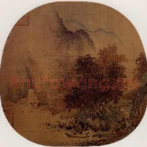 宋代 夫名《秋山红树图》国画山水作品图片鉴赏