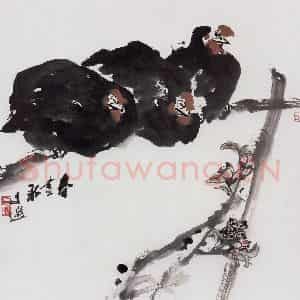 1991年 汤文选《春昼水》国画作品图片鉴赏