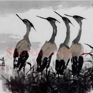 1995年 汤文选《望乡》国画作品图片鉴赏