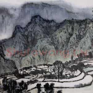 1978年 汤文选《山乡四月》国画作品图片鉴赏