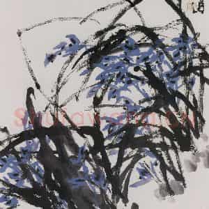 1996年 汤文选《东风摇曳更生姿》国画作品图片鉴赏