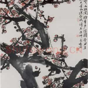 2000年 汤文选《朝霞》国画作品图片鉴赏