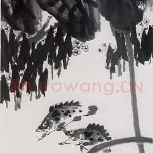 1998年 汤文选《我知鱼乐》国画作品图片鉴赏