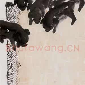 1982年 汤文选《晒场上》国画作品图片鉴赏