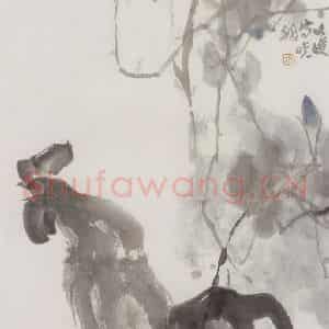 1984年 汤文选《报晓》国画作品图片鉴赏