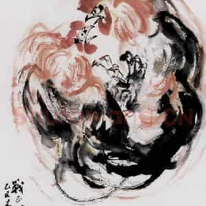 1985年 汤文选《战正酣》国画作品图片鉴赏