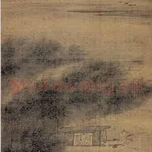 清代 袁江《画舫冲烟》国画山水作品图片鉴赏