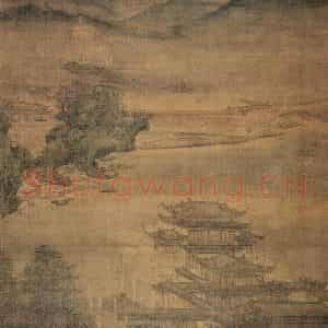 清代 袁江《汉宫秋月图》国画山水作品图片鉴赏