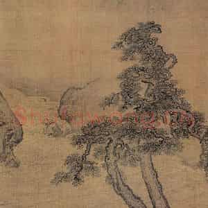 清代 袁江《松柏齐年图》国画山水作品图片鉴赏