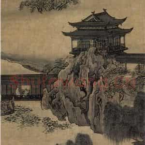 清代 袁江《东山别墅》国画山水作品图片鉴赏