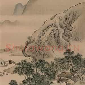 清代 袁江《荷净纳凉》国画山水作品图片鉴赏