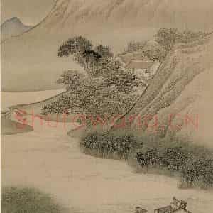 清代 袁江《渔浦晚归》国画山水作品图片鉴赏