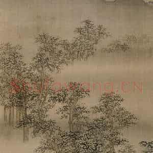 清代 袁江《秋林莫霭》国画山水作品图片鉴赏