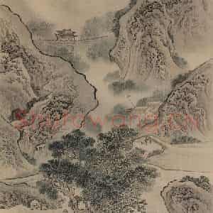 清代 袁江《重阳风雨》国画山水作品图片鉴赏