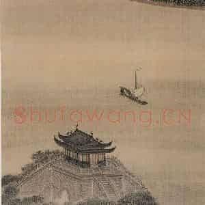 清代 袁江《槛外长江》国画山水作品图片鉴赏